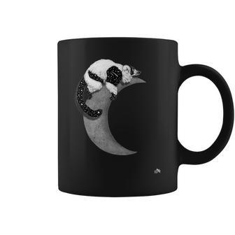 Black & White Ruffed Lemur Indri In Space On The Moon Coffee Mug | Mazezy