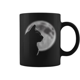 Black Cat In Front Of The Full Moon Coffee Mug - Monsterry AU