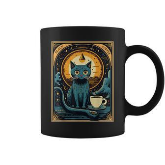 Black Coffee Cat Tarot Card Occult Gifts For Coffee Lovers Funny Gifts Coffee Mug | Mazezy