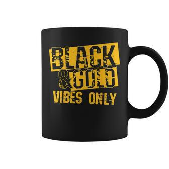 Black Gold Vibes Only Game Day Group High School Football Coffee Mug - Seseable