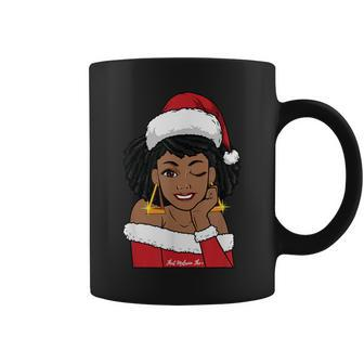 Black Mrs Claus W Afro Winking African American Christmas Coffee Mug - Monsterry AU