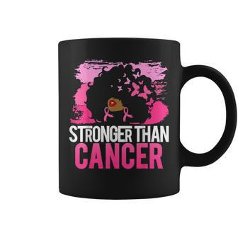 Black Queen Stronger Than Breast Cancer Pink Ribbon Coffee Mug - Thegiftio UK