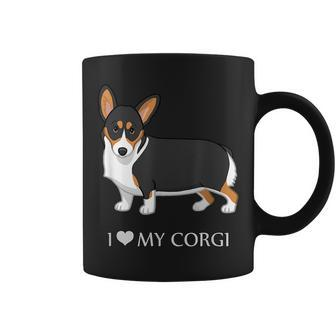 Black Tricolor I Love My Pembroke Corgi Dog Lovers Coffee Mug | Mazezy