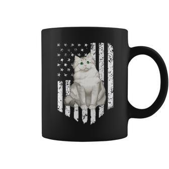 Black White American Flag Ragamuffin 4Th Of July Cat Coffee Mug | Mazezy