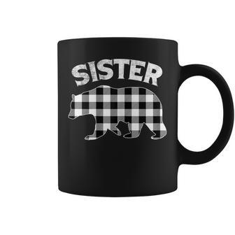 Black And White Buffalo Plaid Sister Bear Christmas Pajama Coffee Mug - Seseable