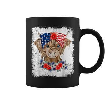 Bleached 4Th Of July Long Haired Calf Usa Patriotic Cow_1 Coffee Mug - Monsterry CA
