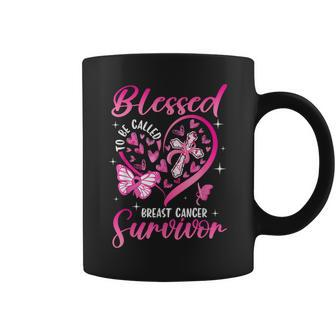 Blessed To Be Called Breast Cancer Survivor Heart Butterfly Coffee Mug | Mazezy DE