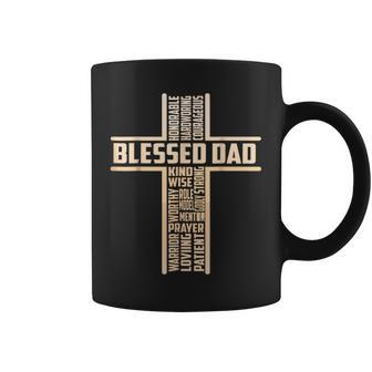 Blessed Dad Fathers Day Cross Christian Papa Pop Husband Coffee Mug - Seseable