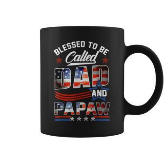 Blessed To Be Called Dad And Papaw Fathers Day America Flag Gift For Mens Coffee Mug | Mazezy
