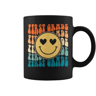 Boho Vintage Retro Groovy Smile 1St First Grade Teacher Coffee Mug - Monsterry