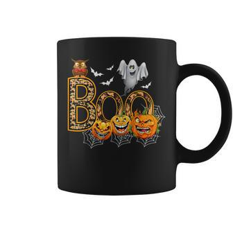 Boo Creepy Owl Pumpkin Ghost Halloween Costume Coffee Mug | Mazezy