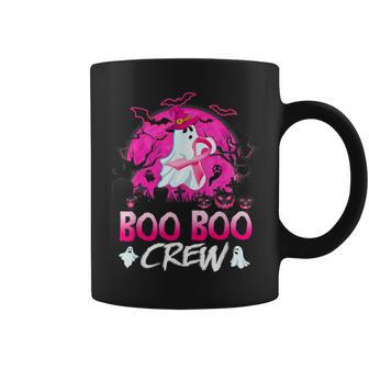 Boo Boo Crew Halloween Ghost Ribbon Breast Cancer Awareness Coffee Mug | Mazezy