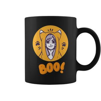 Boo Funny Anime Girl With Cat Costume Scary Halloween 2022 Coffee Mug | Mazezy