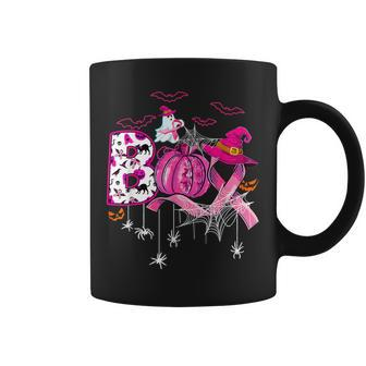 Boo Halloween Pumpkin Pink Ribbon Witch Breast Cancer Coffee Mug | Mazezy