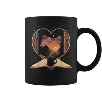 Book Coffee And Mountain With Sunset Nature Lover Coffee Mug | Mazezy