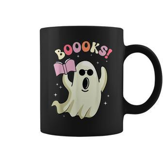Boooks Ghost Groovy Book Reading Halloween Teacher Coffee Mug - Thegiftio UK