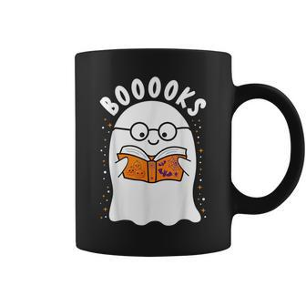 Booooks Cute Ghost Book Reading Halloween Teacher Booklover Gifts For Teacher Funny Gifts Coffee Mug | Mazezy