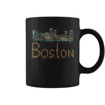 Boston City Panorama At Night Coffee Mug | Mazezy