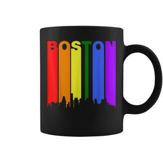 Boston Massachusetts Lgbtq Gay Pride Rainbow Skyline Coffee Mug | Mazezy