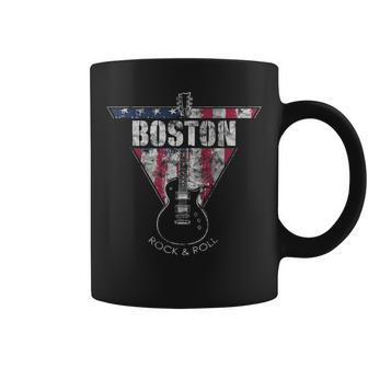Boston Souvenir Vintage American Flag Guitar Player Rock Fan Coffee Mug - Seseable