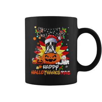 Boston Terrier Dog Halloween And Merry Christmas Coffee Mug - Monsterry AU