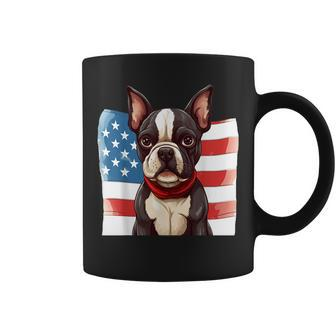 Boston Terrier Dog Patriotic Puppy American Flag 4Th Of July Coffee Mug | Mazezy