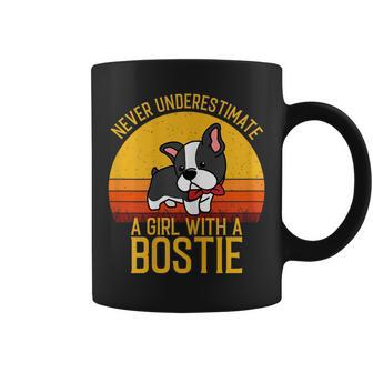 Boston Terrier Never Underestimate A Girl With A Bostie Boston Funny Gifts Coffee Mug | Mazezy