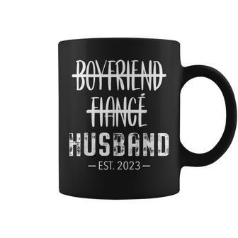 Boyfriend Fiance Husband Just Married 2023 Grooms Wedding Coffee Mug - Monsterry AU