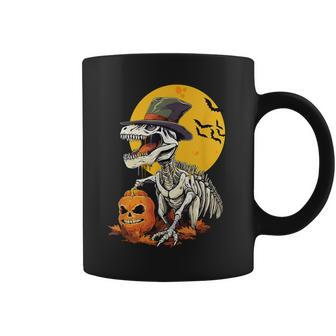 Boys Creepy Skeleton Dinosaur T Rex Halloween Coffee Mug - Seseable