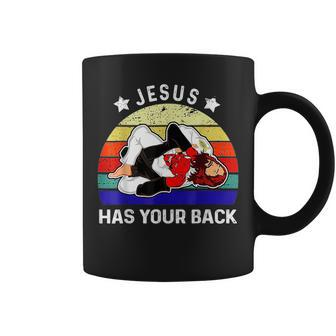 Brazilian Jiu Jitsu Jesus Jesus Has Your Back Coffee Mug - Seseable