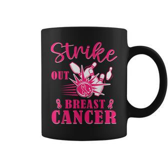 Breast Cancer Awareness Bowling Strike Out Pink Ribbon Coffee Mug | Mazezy