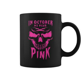 Breast Cancer Awareness Month Halloween Skull Pink Ribbon Coffee Mug - Thegiftio UK
