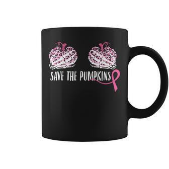Breast Cancer Awareness Save Pumpkins Halloween Coffee Mug - Monsterry UK