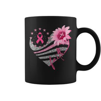 Breast Cancer Awareness Sun Flower Faith Bling Bling Coffee Mug | Mazezy