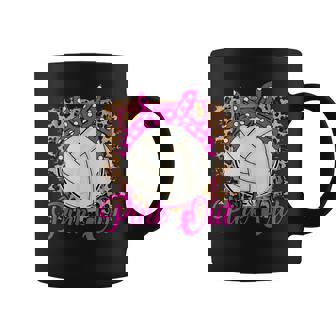 Breast Cancer Ribbon Pink Out Volleyball Pink Ribbon Leopard Coffee Mug - Monsterry