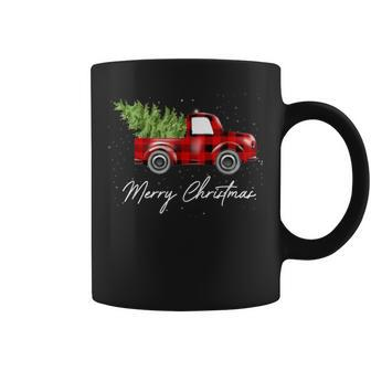 Buffalo Plaid Christmas Tree Red Truck Coffee Mug | Mazezy