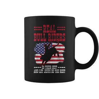 Bull Riding American Flag Rodeo Patriotic Christian Rider Patriotic Funny Gifts Coffee Mug | Mazezy