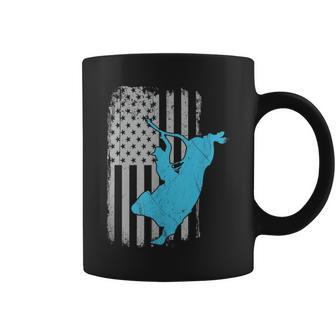 Bull Riding Rodeo Cowboy Vintage Us American Flag Rodeo Funny Gifts Coffee Mug | Mazezy