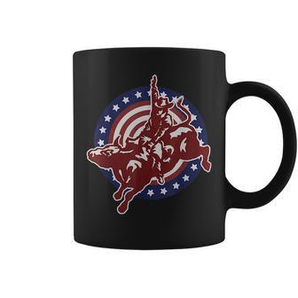 Bull Riding Rodeo Rider Cowboy Vintage American Usa Flag Rodeo Funny Gifts Coffee Mug | Mazezy