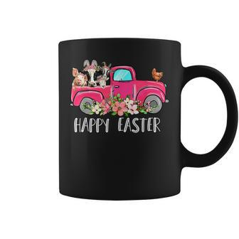 Bunny Cow Truck Animal Farming Lover Farmer Happy Easter Day Coffee Mug | Mazezy