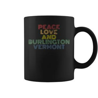 Burlington Vermont Peace Love Retro 70S Vintage Coffee Mug | Mazezy