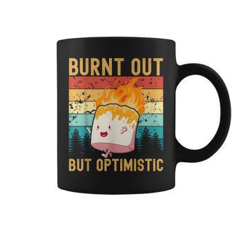 Burnt Out But Optimistic Cute Marshmallow Camping Vintage Coffee Mug | Mazezy