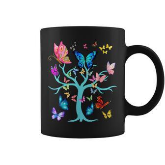 Butterfly Lovers Butterflies Circle Around The Tree Design Coffee Mug - Seseable