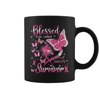 Butterfly Pink Blessed To Be Called Breast Cancer Survivor Coffee Mug | Mazezy DE