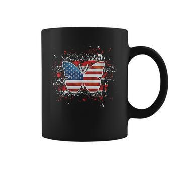 Butterfly Usa Flag Cute 4Th Of July Funny American Girl Coffee Mug | Mazezy