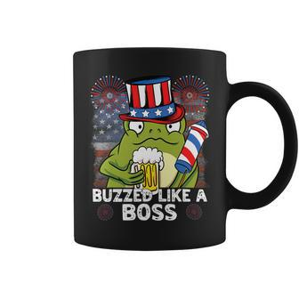 Buzzed Like A Boss 4Th Of July American Flag Frog Men Women Coffee Mug - Monsterry
