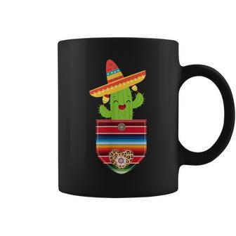 Cactus Blanket Pocket Serape Mexican Gift Cinco De Mayo Coffee Mug | Mazezy