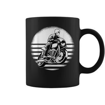 Cafe Racer Rider Skeleton Cafe Racer Bench Motorcycle Jacket Coffee Mug | Mazezy