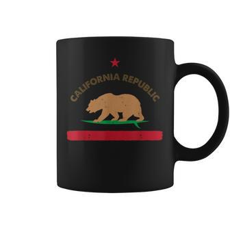 California Republic Surfing Surfer Bear Surfboard Coffee Mug | Mazezy