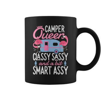 Camper Queen Classy Sassy Smart Assy T Camping Rv Gift Camping Funny Gifts Coffee Mug | Mazezy